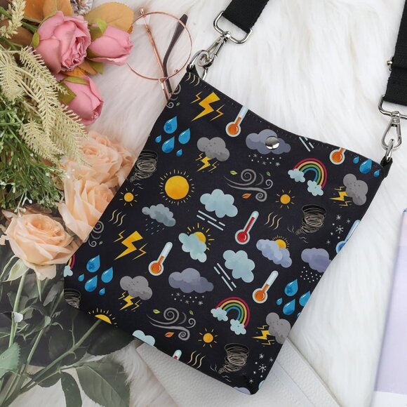Weather Forecaster Meteorology Graduation Gift Canvas Crossbody Bag - Lightweigh - Picture 2 of 7